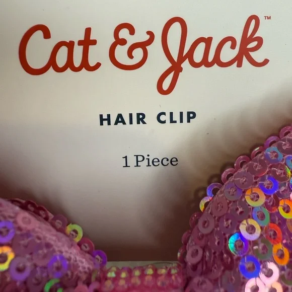 CAT & JACK PINK SEQUIN HAIR BOW CLIP - Picture 12 of 12